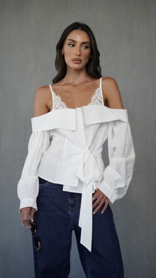 חולצה שילוב תחרה 