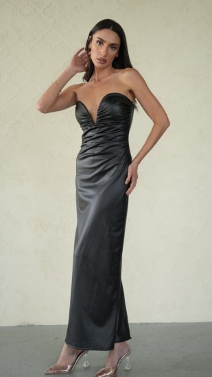 שמלה סטרפלס עור